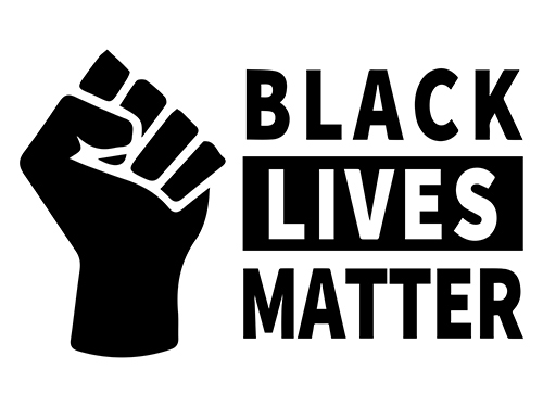 Black Lives Matter. Black and white illustration depicting Black